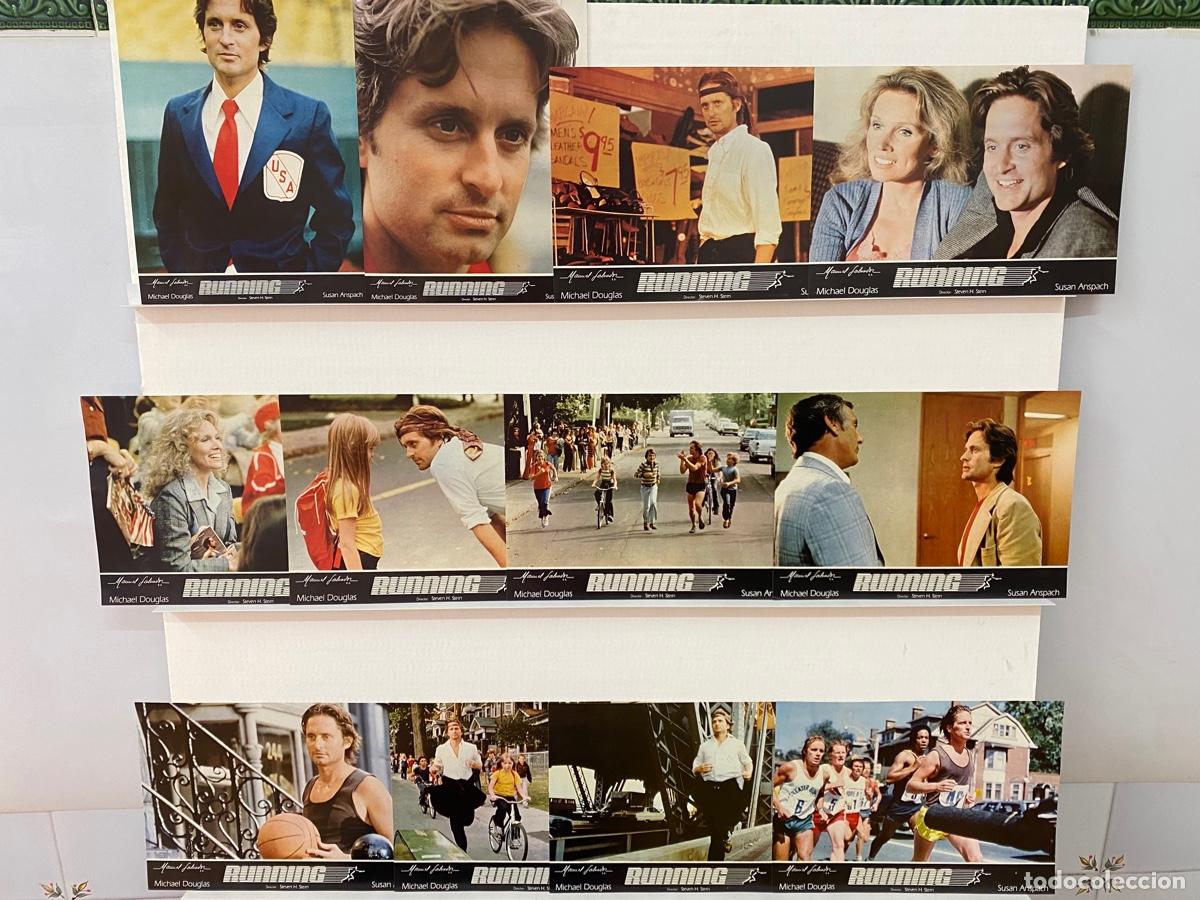 Cine: RUNNING. Michael Douglas, Susan Anspach, Lawrence Dane. 12 FOTOCROMOS ORIGINALES