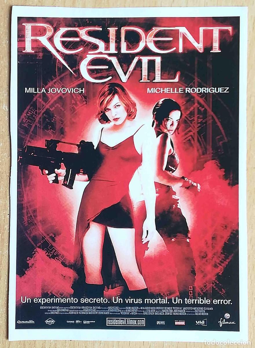 Cine: Resident Evil 2002 (Milla Jovovich, Michelle Rodriguez, Eric Mabius) Programa de mano revista acci&oacute;n
