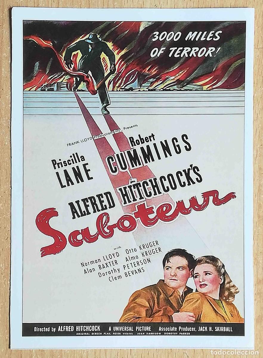 Cine: Sabotaje. Alfred Hitchcock, 1942 (Priscilla Lane, Robert Cummings) Programa de mano revista acci&oacute;n