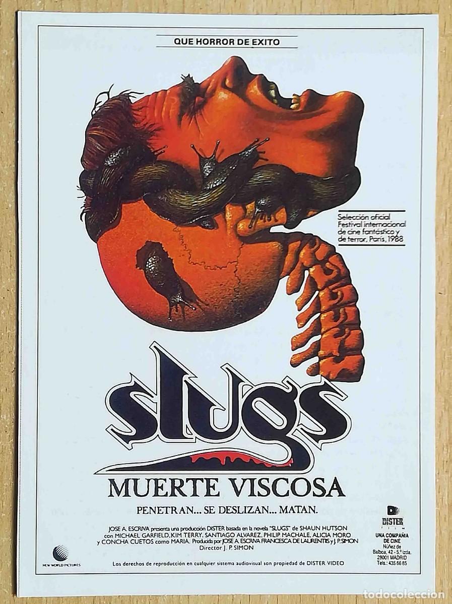 Cine: Slugs, muerte viscosa. Juan Piquer Sim&oacute;n, 1987 (Michael Garfield) Programa de mano revista acci&oacute;n