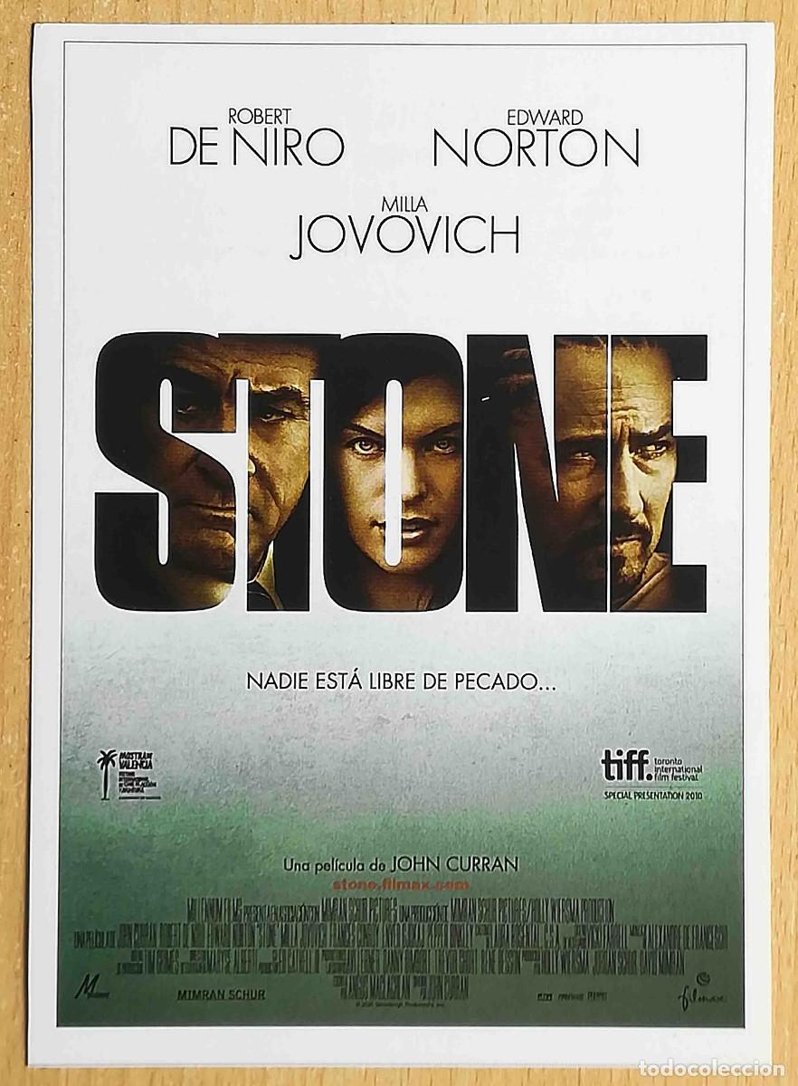 Cine: Stone. John Curran, 2010 (Robert De Niro, Ed Norton, Milla Jovovich) Programa de mano revista acci&oacute;n