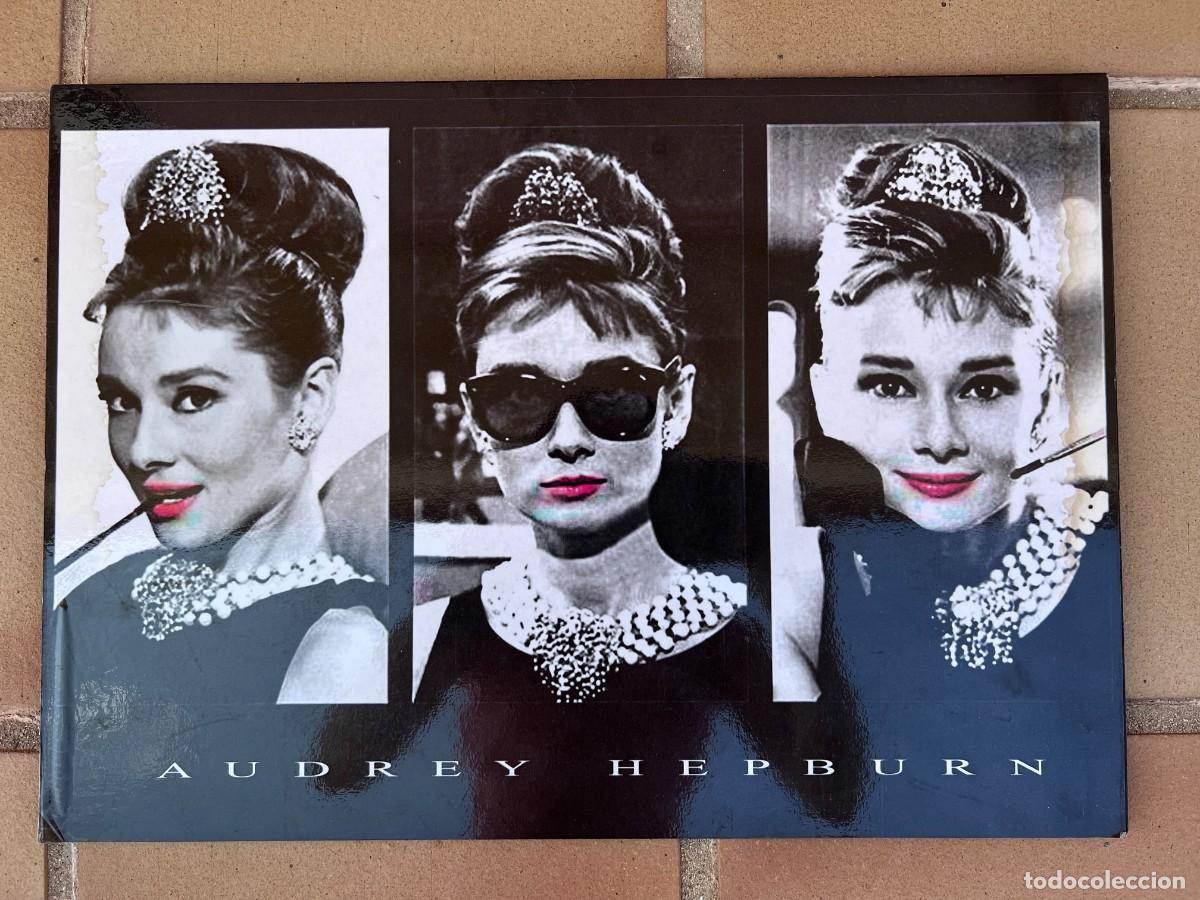 Cine: AUDREY HEPBURN TABLA DE MADERA RETRO VINTAGE 42,7 X 30,3