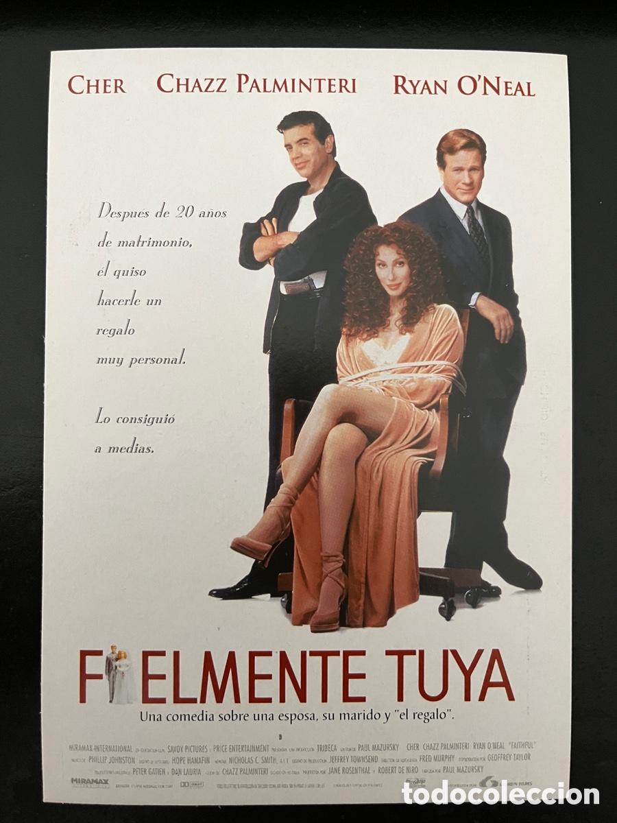 Cine: Postal cartel pel&iacute;cula FIELMENTE TUYA (Faithful) con Cher, Chazz Palmintieri, Ryan O'Neal