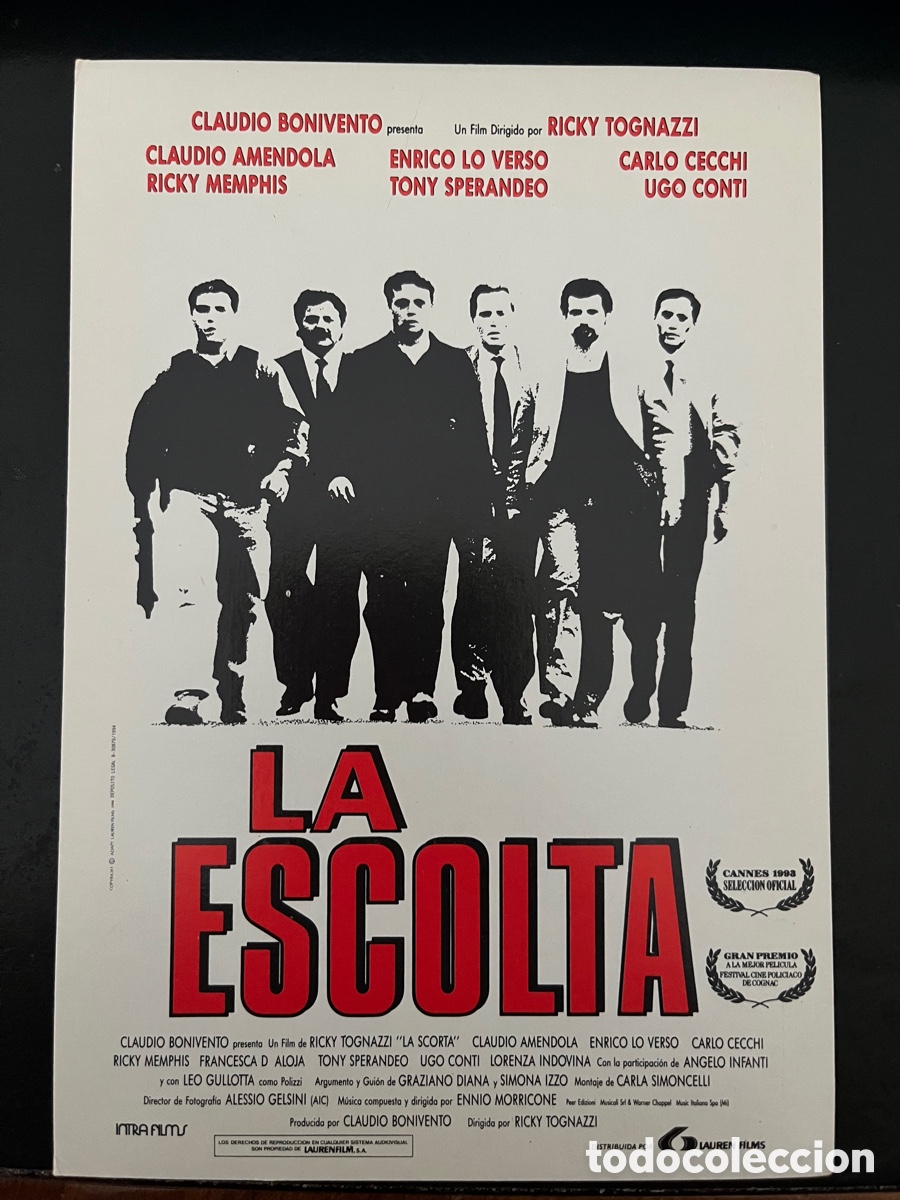 Cine: Postal pel&iacute;cula LA ESCOLTA (La scorta) con Claudio Amendola, Enrico Lo Verso, Carlo Cecchi