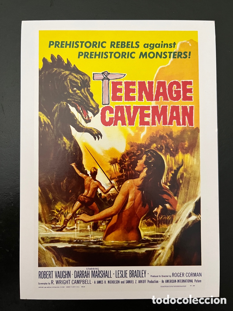 Cin&eacute;ma: Postal pel&iacute;cula Yo fui un cavern&iacute;cola adolescente (Teenage caveman) con Robert Vaughn Darah Marshall