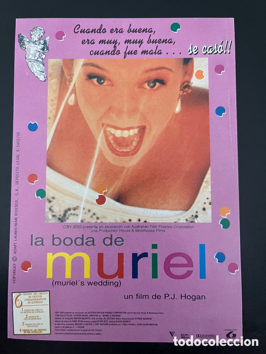 Cin&eacute;ma: Postal pel&iacute;cula LA BODA DE MURIEL (Muriel's Wedding) con Toni Collette, Bill Hunter, Jeanine Drynan