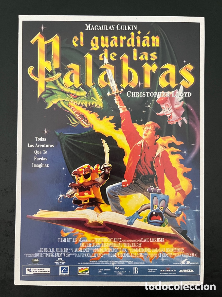 Cine: Postal pel&iacute;cula EL GUARDI&Aacute;N DE LAS PALABRAS (The pagemaster) de Joe Johnston y Pixote Hunt