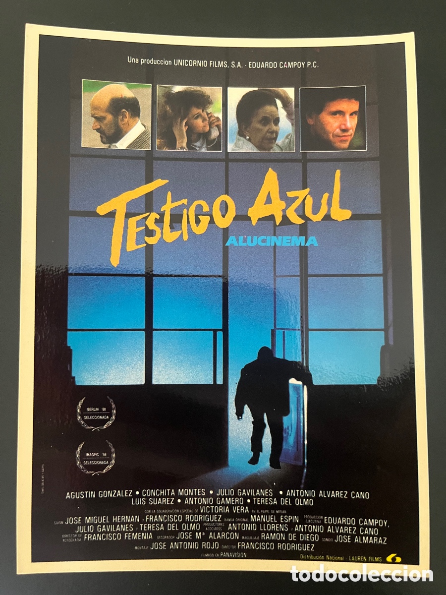 Cine: Postal pel&iacute;cula Testigo azul (Alucinema) con Agust&iacute;n Gonz&aacute;lez, Cochita Montes, Victoria Vera