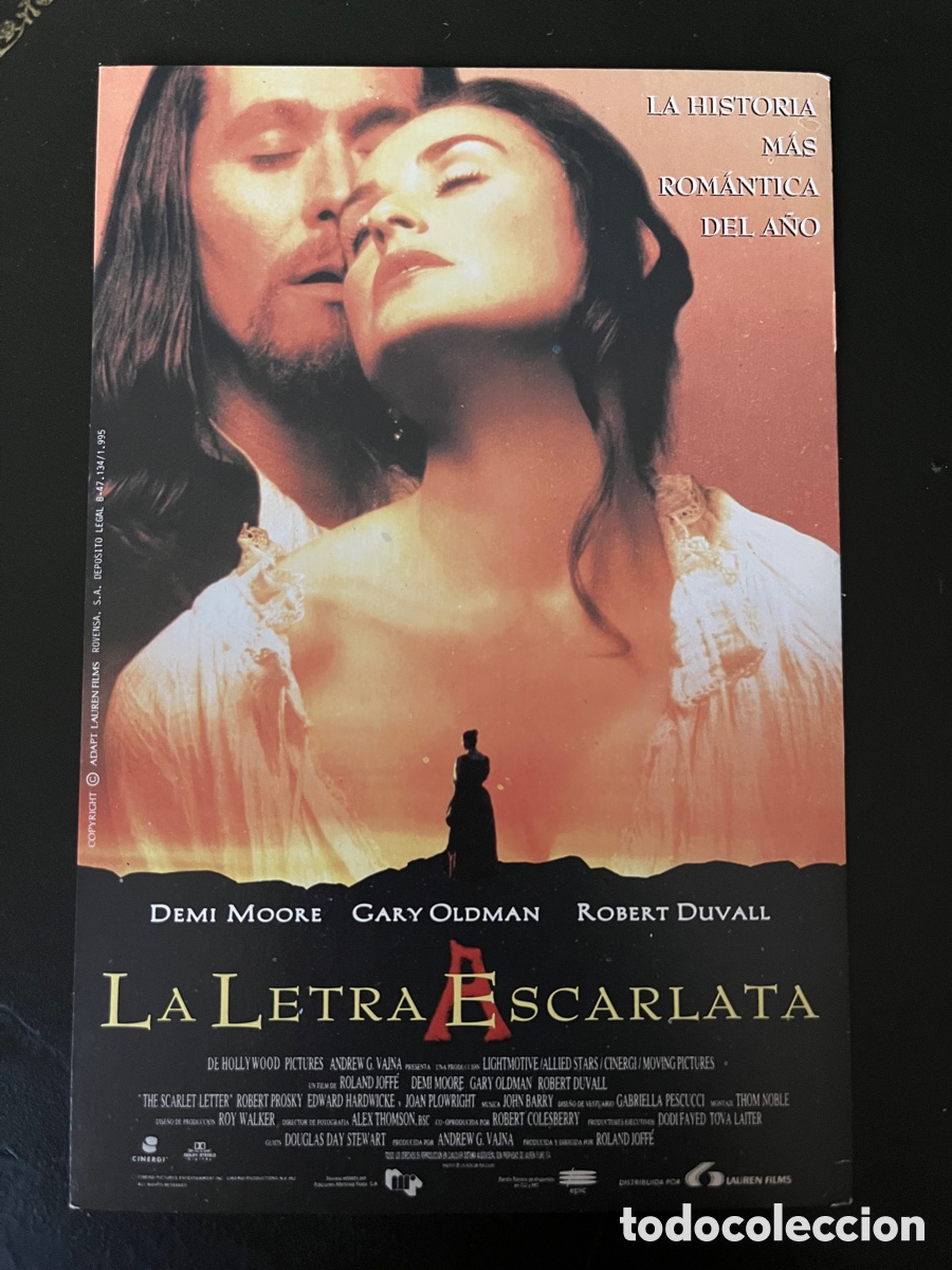 Cinema: Postal pel&iacute;cula LA LETRA ESCARLATA (The Scarlet Letter) con Demi Moore, Robert Duvall, Gary Oldman