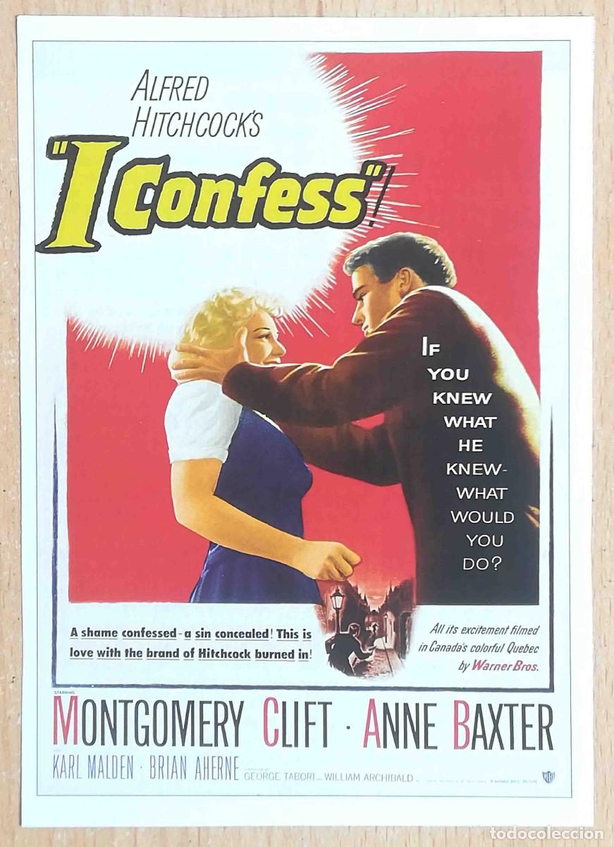 Cine: Yo confieso. Alfred Hitchcock, 1953 (Montgomery Clift, Anne Baxter) Programa de mano revista acci&oacute;n