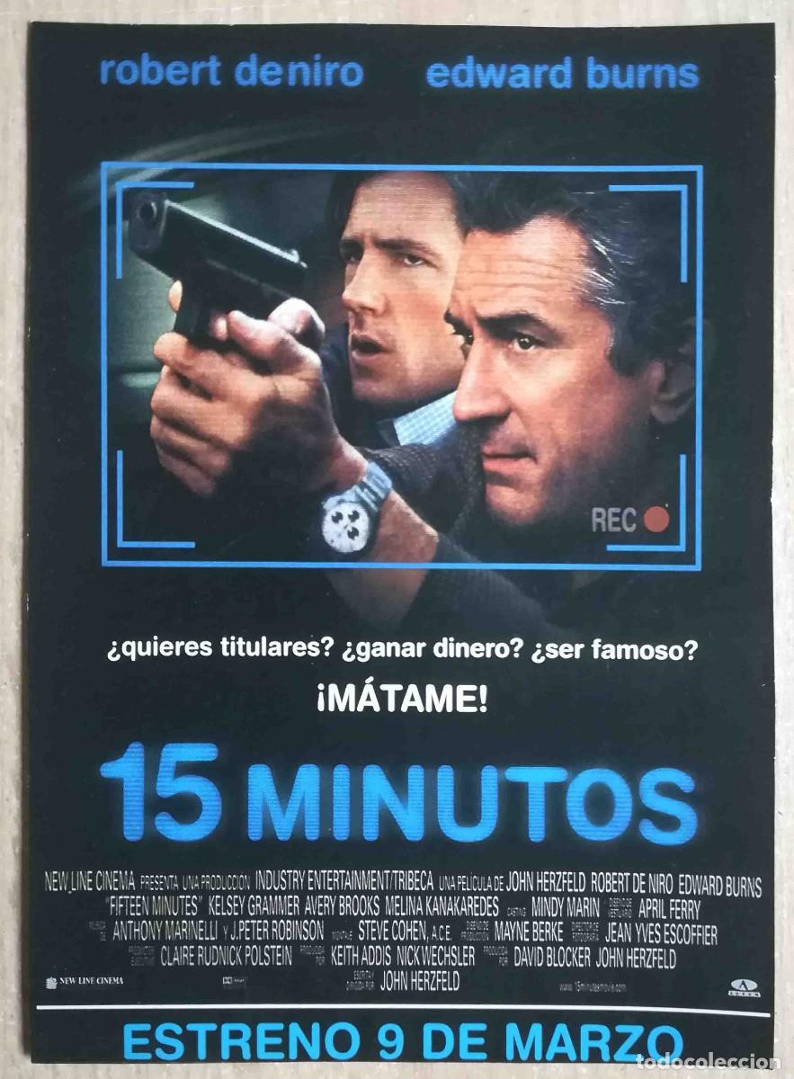 Cine: 15 minutos. John Herzfeld, 2001 (Robert De Niro, Edward Burns) Programa de mano revista acci&oacute;n