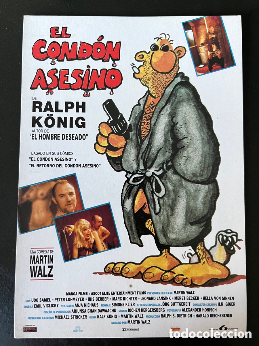 Cinema: Postal pel&iacute;cula EL COND&Oacute;N ASESINO (Kondom des Grauens, Killer Condom) con Udo Samel, Iris Berben