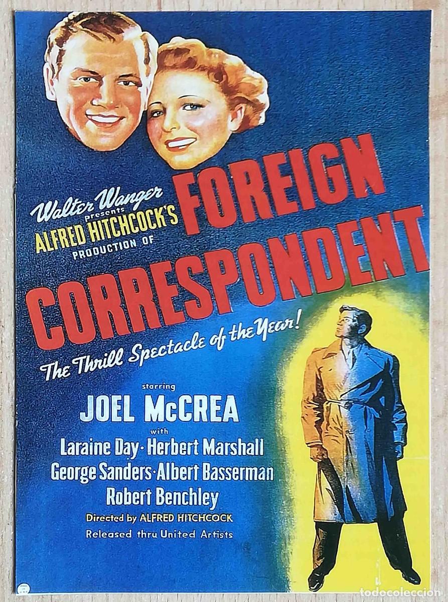 Cine: Enviado especial. Alfred Hitchcock 1940 (Joel McCrea, Laraine Day) Programa de mano revista acci&oacute;n