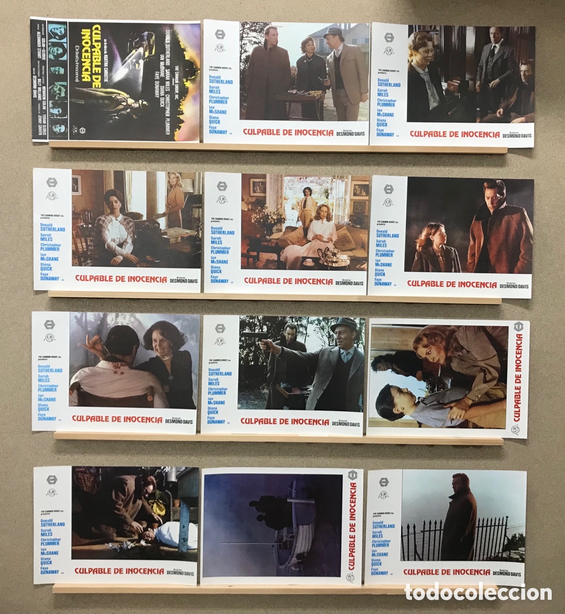 Cine: CULPABLE DE INOCENCIA, DONALD SUTHERLAND, SARAH MILES, FAYE DUNAWAY - SET COMPLETO 12 FOTOCROMOS
