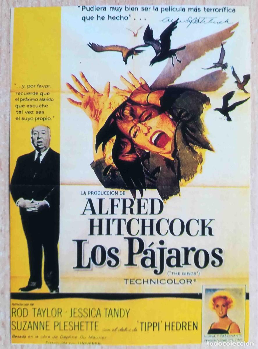 Cine: Los p&aacute;jaros. Alfred Hitchcock, 1963 (Rod Taylor, Jessica Tandy) Programa de mano revista acci&oacute;n