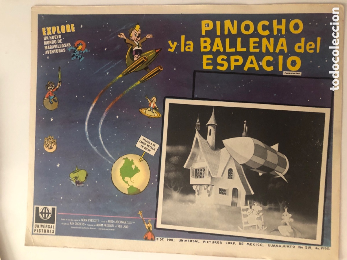 Cine: Fotocromo mexicano Pinocho y la ballena del espacio 31 x 42 cm u