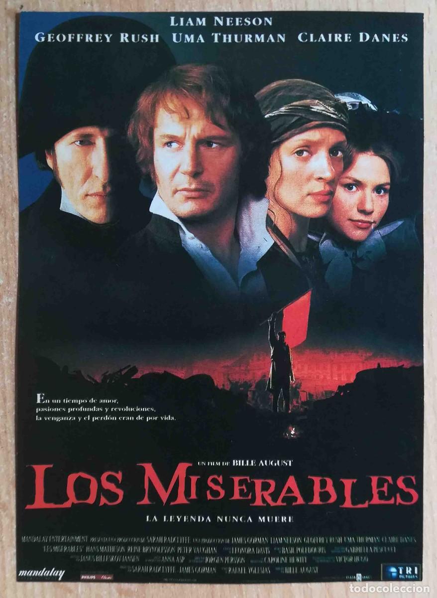 Cine: Los Miserables. Bille August, 1998 (Liam Neeson, Geoffrey Rush) Programa de mano revista acci&oacute;n