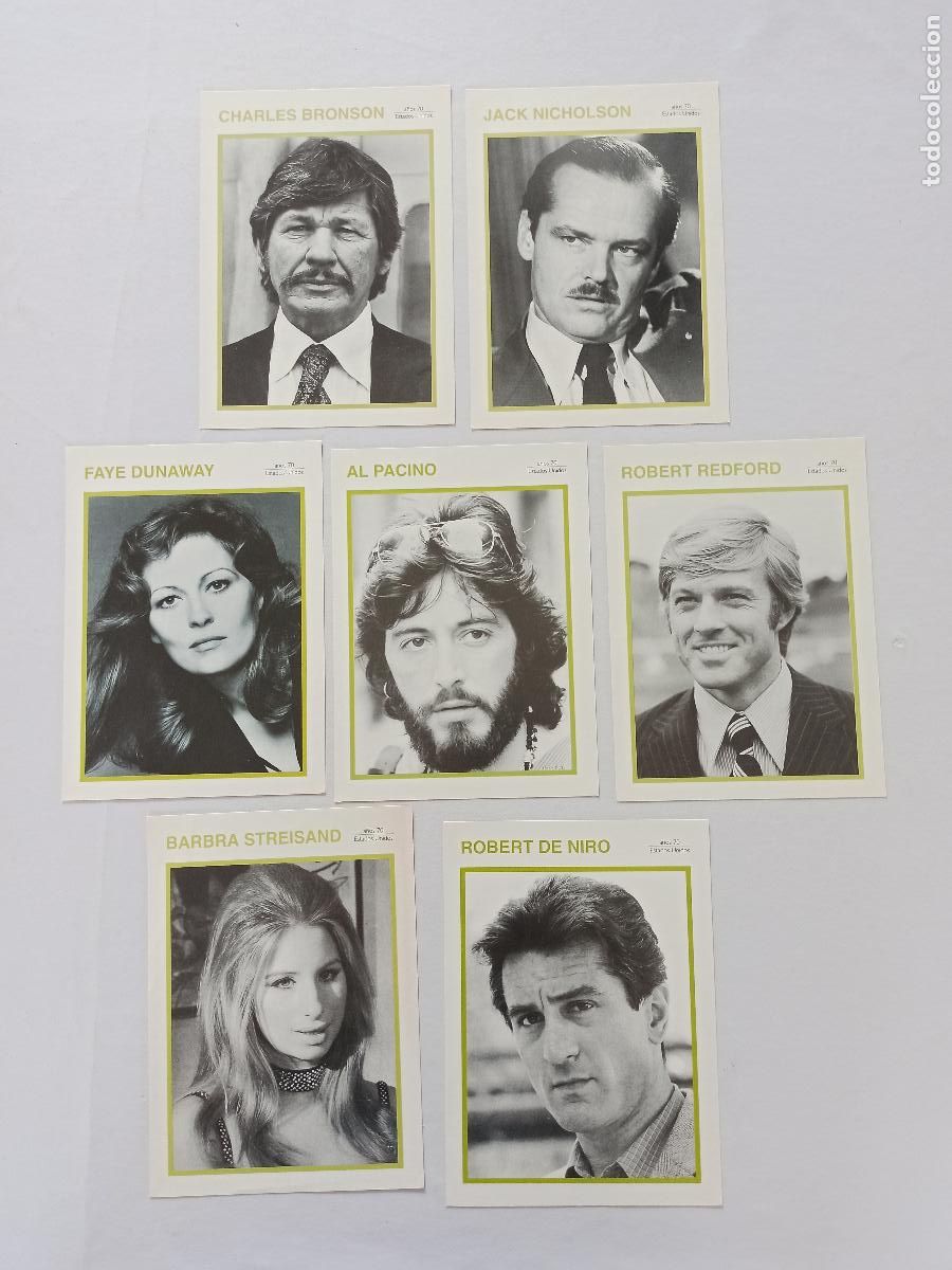 Cinema: LOTE 7 FICHAS ACTORES Y ACTRICES ESTADOS UNIDOS - A&Ntilde;OS 70: JACK NICHOLSON, AL PACINO, DE NIRO... (DG