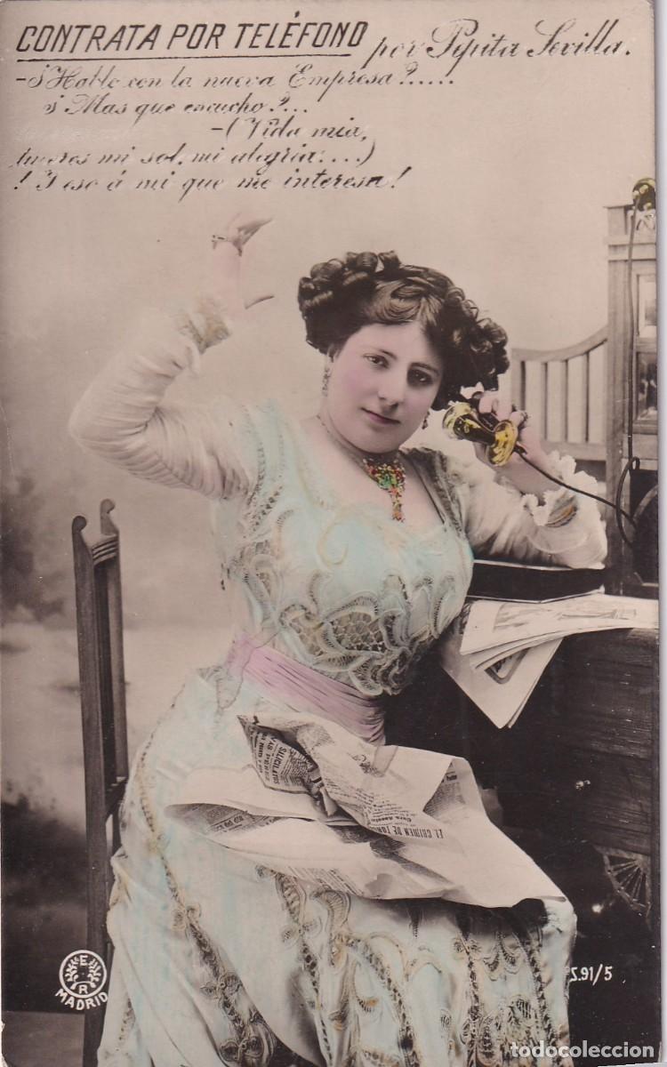 Cinema: CONTRATA POR TELEFONO. PEPITA SEVILLA. ARTISTA, CUPLETISTA. ESCRITA. SIN CIRCULAR.