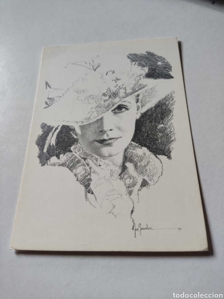 Cine: Postal Greta Garbo dibujo de Jos&eacute; Gonz&aacute;lez