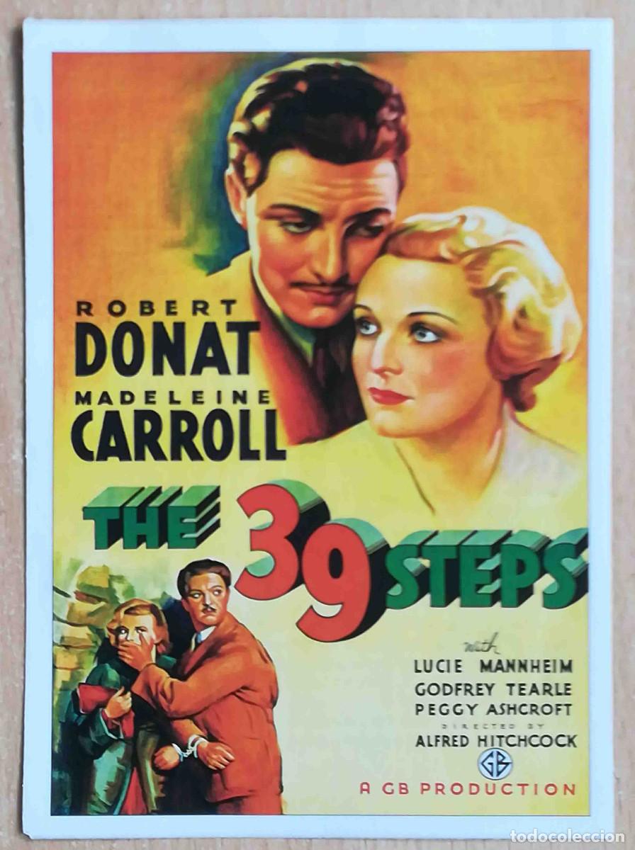 Cine: 39 escalones Alfred Hitchcock 1935 (Robert Donat, Madeleine Carroll) Programa de mano revista acci&oacute;n