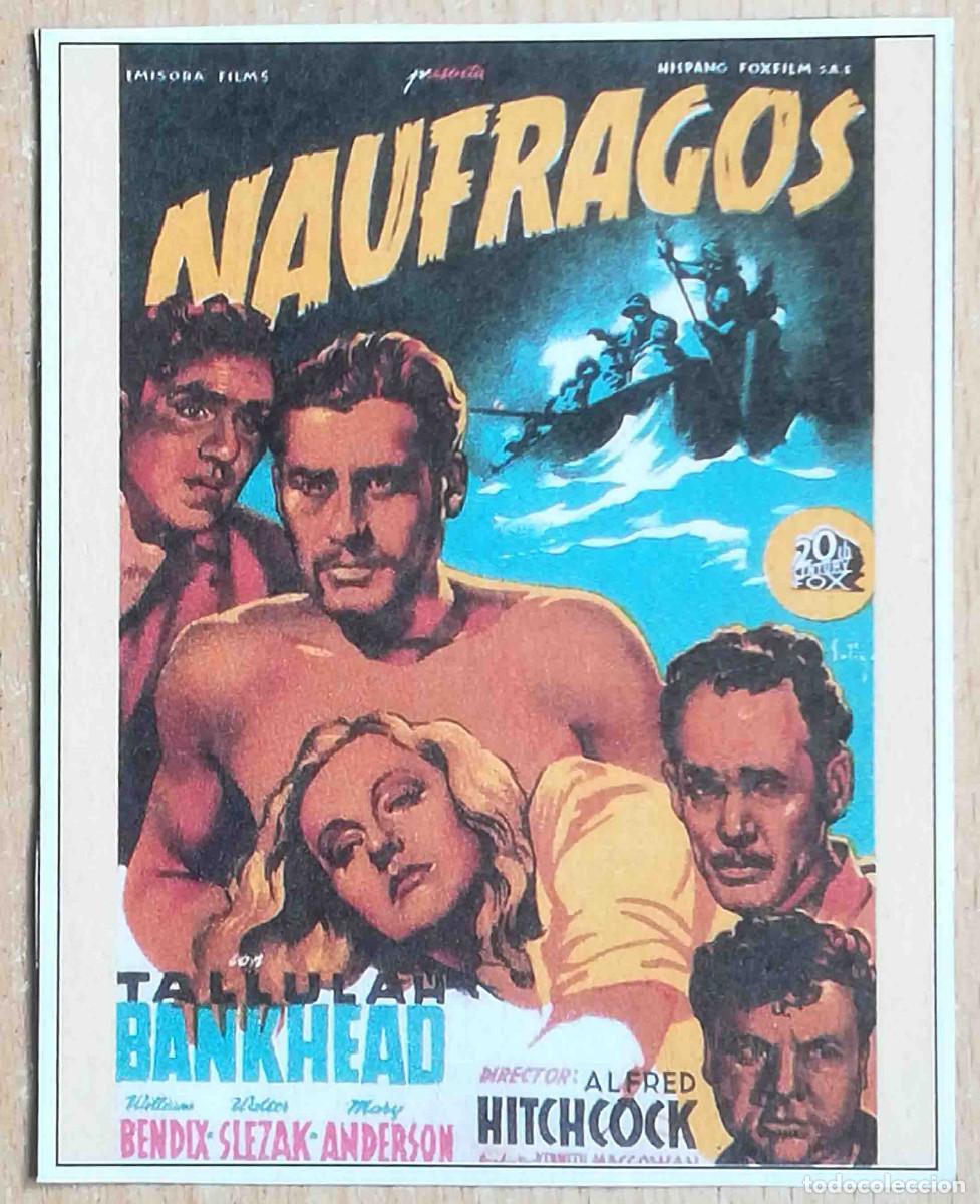 Cine: N&aacute;ufragos. Alfred Hitchcock, 1944 (Tallulah Bankhead, John Hodiak) Programa de mano revista