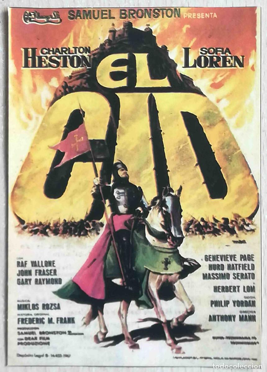 Cine: El Cid. Anthony Mann, 1961 (Charlton Heston, Sophia Loren, Raf Vallone) Programa de mano revista
