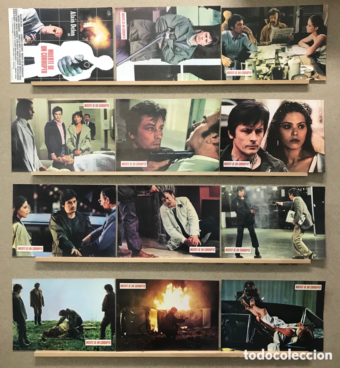 Cinema: MUERTE DE UN CORRUPTO. ALAIN DELON, ORNELLA MUTI - A&Ntilde;O 1977 - SET COMPLETO 12 FOTOCROMOS