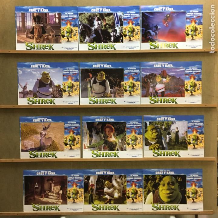 Cinema: QV17 SHREK DREAMWORKS ANDREW ADAMSON SET COMPLETO 12 FOTOCROMOS ORIGINAL ESTRENO
