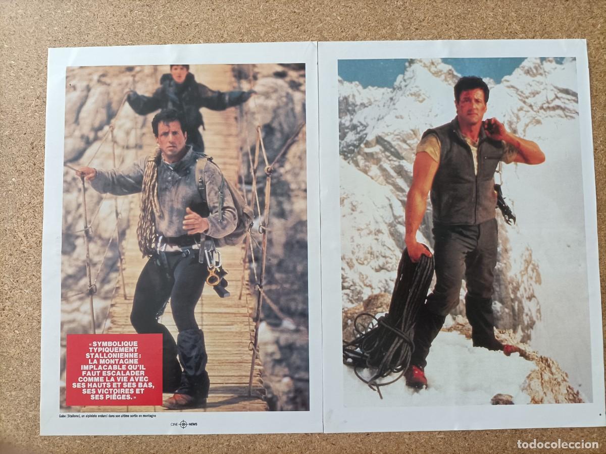 Cine: CARTEL DE HOJAS DE REVISTA FRANCESA, SYLVESTER STALLONE, EN LA PEL&Iacute;CULA CLIFFHANGER. NUEVA.