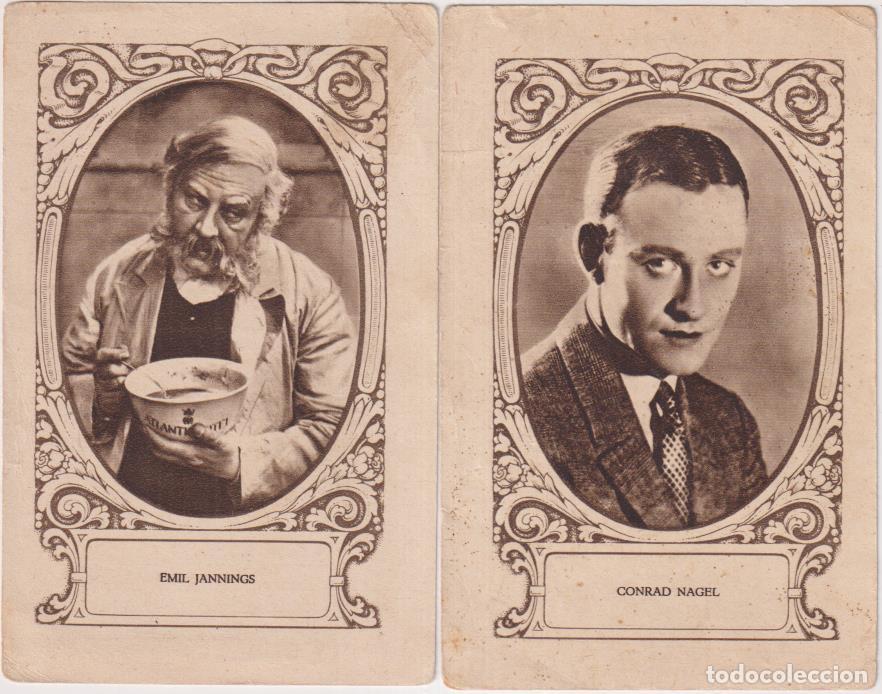 Kino: Lote de 2 Cromos (11,5x7,5 cm.) Emil Jannings y Conrad nagel. Leche Condensada Nuria