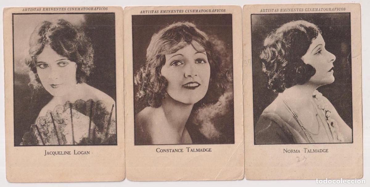 Kino: Chocolates Jaime Boix. Lote de 3 Cromos (11,5x8 cm.) Jacqueline Logan, Constance Talmadge y Norma Ta