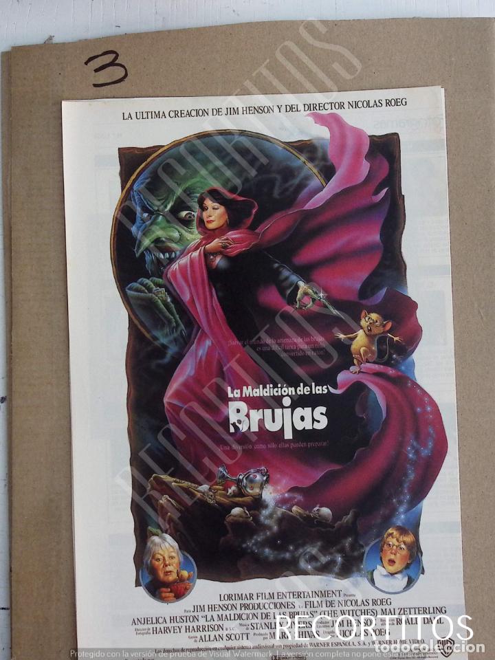 Cine: LA MALDICION DE LAS BRUJAS ANJELICA HUSTON SPANISH AD PUBLICIDAD EN PRENSA RECORTE ESPARTACO