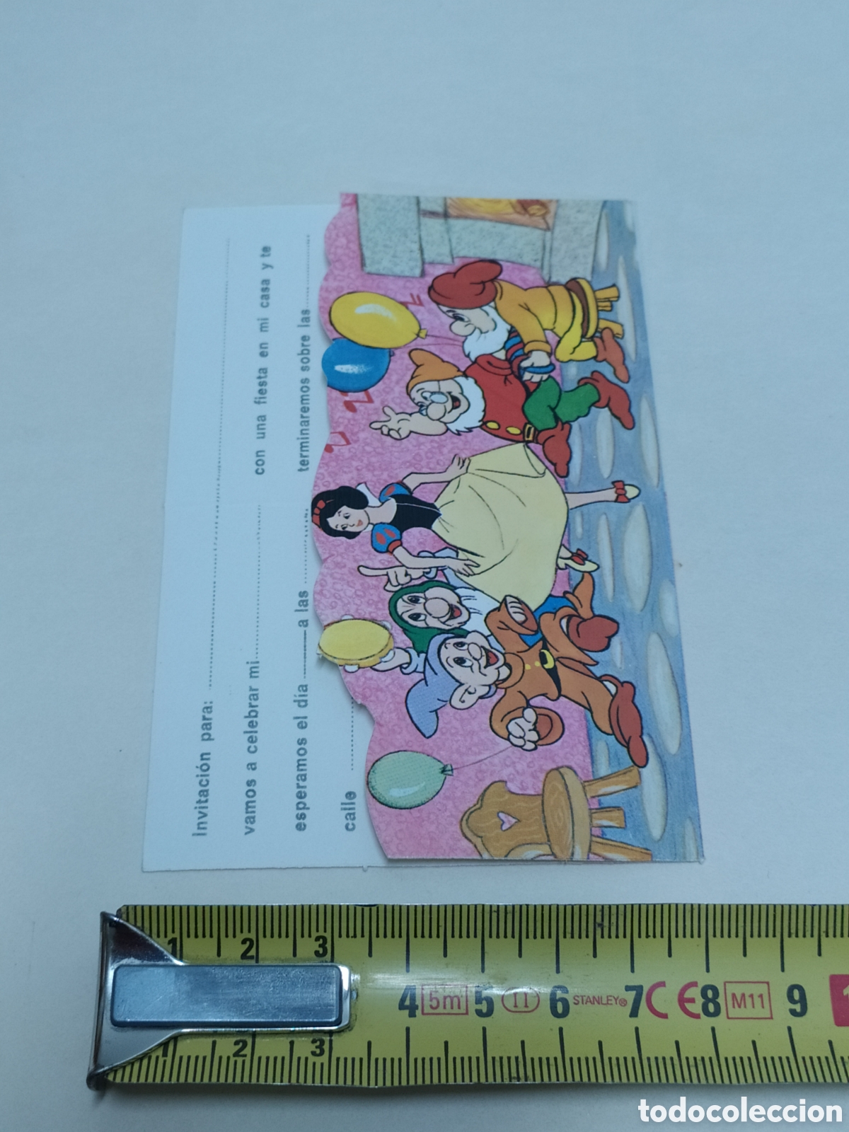 Cine: TARJETA INVITACI&Oacute;N CUMPLEA&Ntilde;OS - BLANCANIEVES - WALT DISNEY COMPANY A&Ntilde;O 1986 ORTIZ - SIN ESCRIBIR