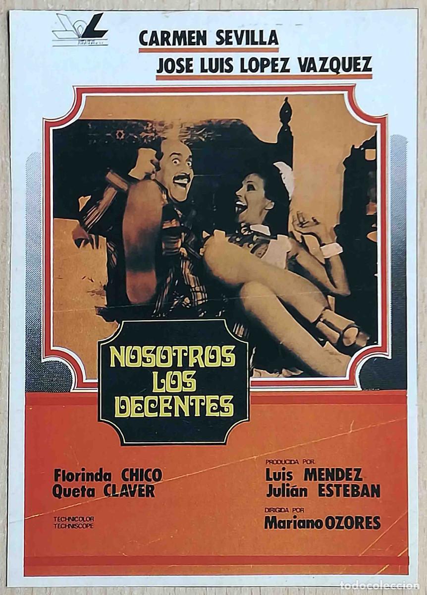 Cine: Nosotros los decentes. Ozores 1976 (Carmen Sevilla,L&oacute;pez V&aacute;zquez) Programa de mano revista Pantalla3