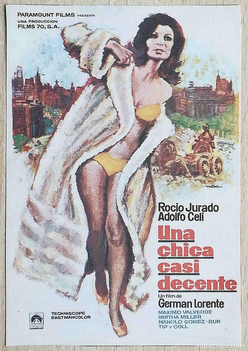 Cine: Una chica casi decente 1971 (Roc&iacute;o Jurado, Adolfo Celi) Programa de mano revista Pantalla3