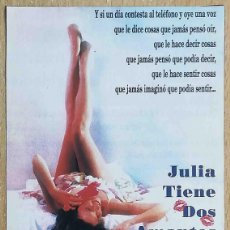 Cine: JULIA TIENE DOS AMANTES. BASHAR SHBIB 1990 (DAPHNA KASTNER) PROGRAMA DE MANO REVISTA PANTALLA3