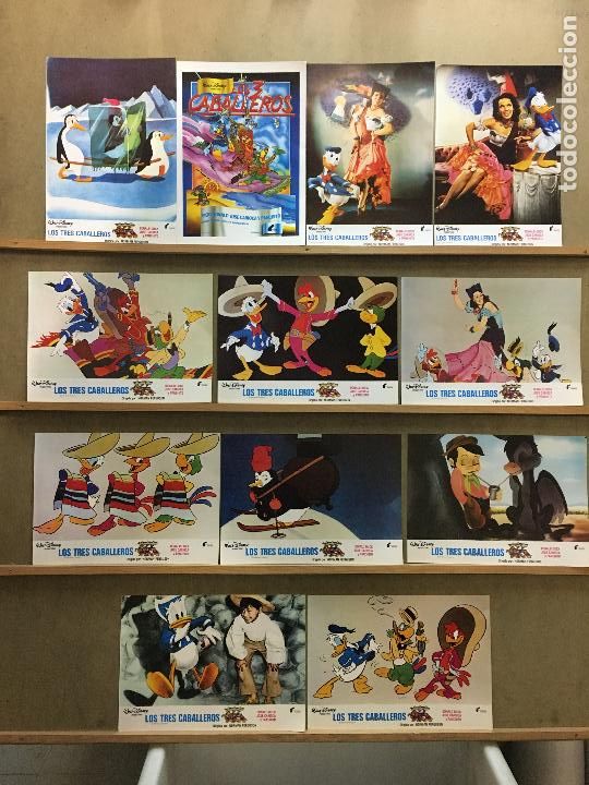 Cine: ABY50 LOS TRES CABALLEROS WALT DISNEY SET COMPLETO 12 FOTOCROMOS ORIGINAL ESPA&Ntilde;OL