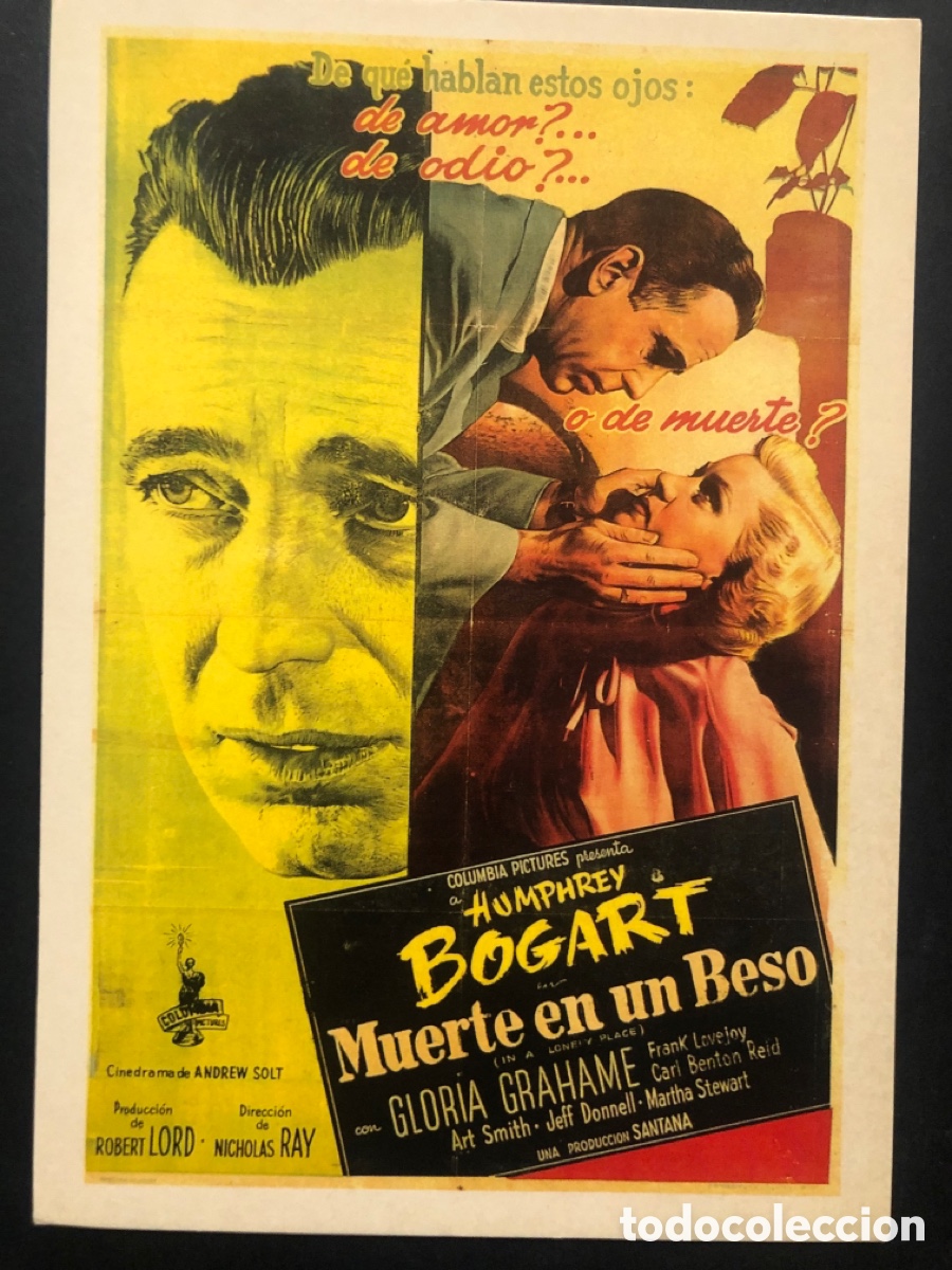 Cine: Tarjeta postal humphrey Bogart muerte en un beso