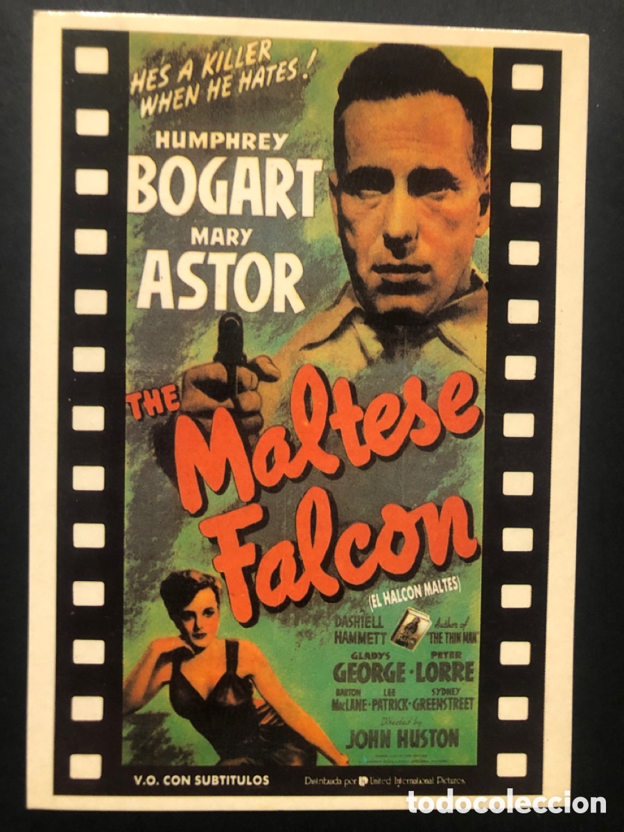 Cine: Tarjeta postal humphrey Bogart el halc&oacute;n malt&eacute;s
