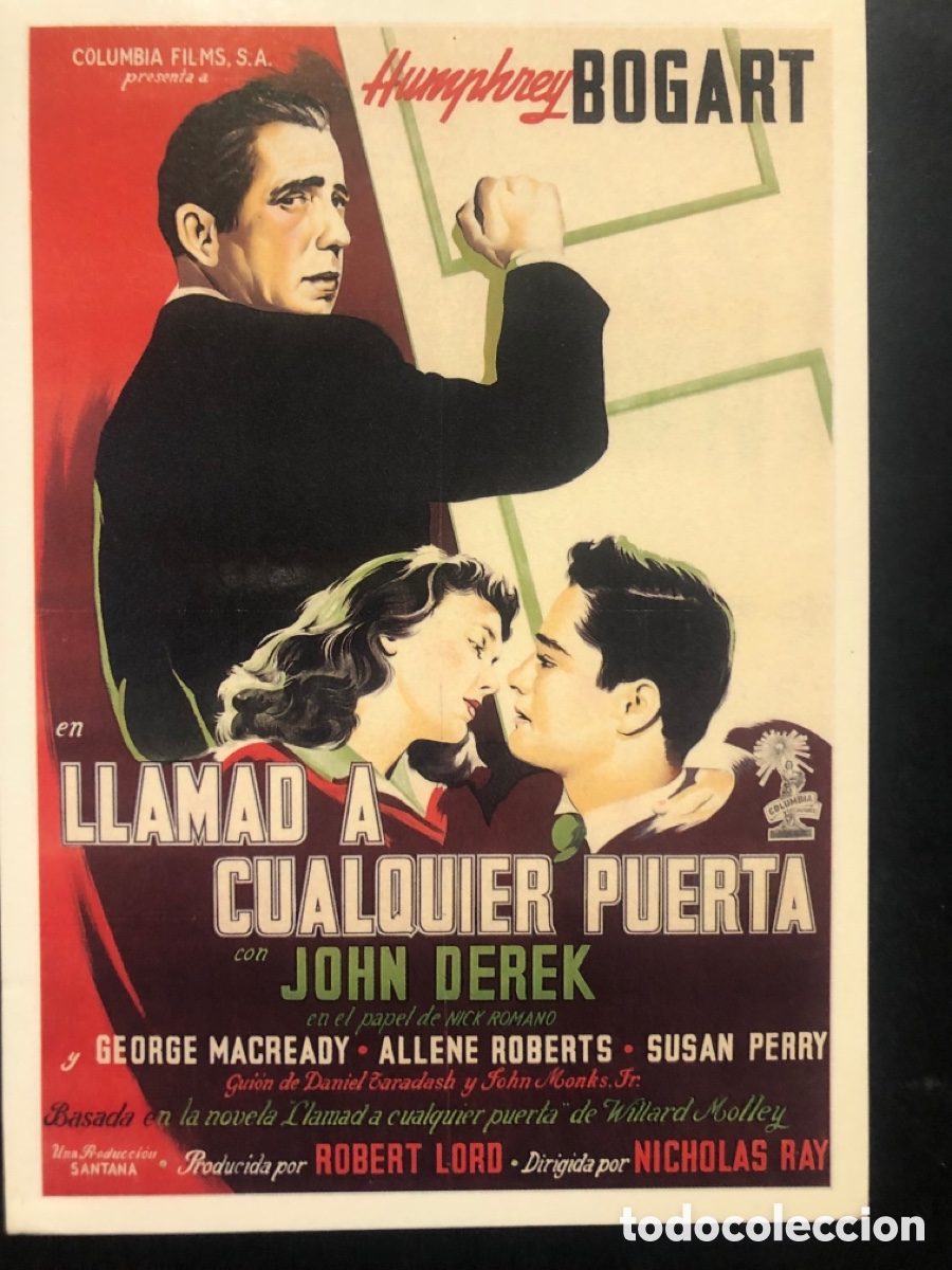 Cine: Tarjeta postal humphrey Bogart llamad a cualquier puerta