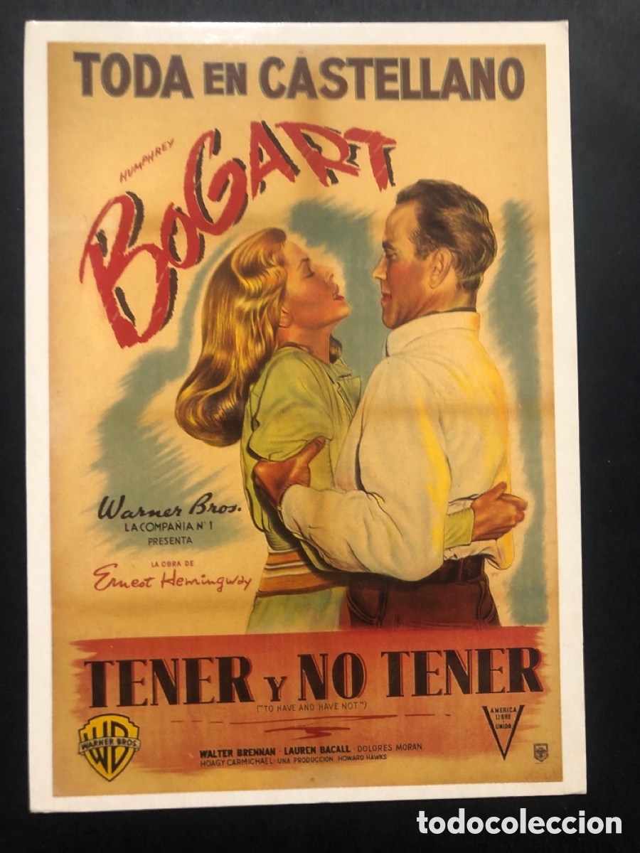 Cine: Tarjeta postal humphrey Bogart lauren bacall tener y no tener