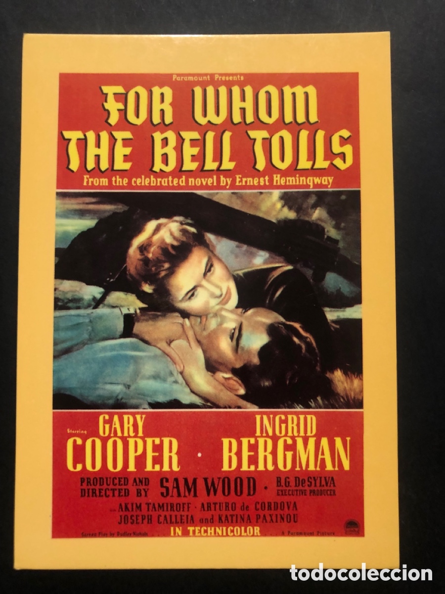 Cine: Tarjeta postal Gary Cooper ingrid bergman por quien doblan las campanas