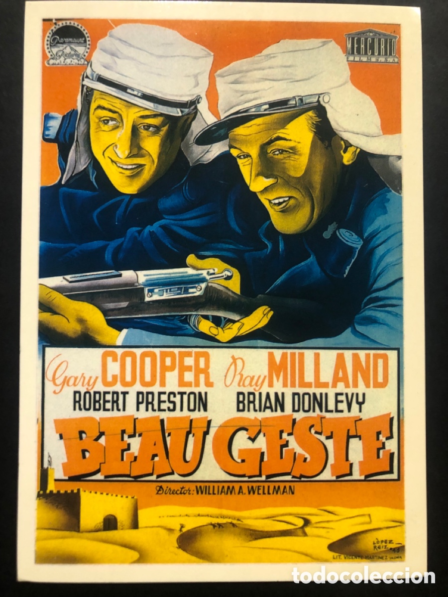Cine: Tarjeta postal Gary Cooper beau geste