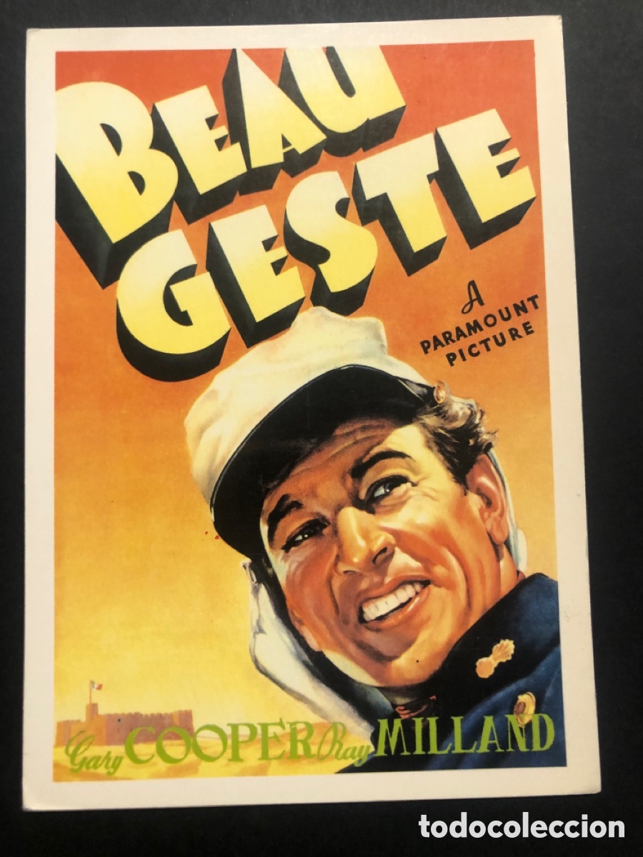 Cine: Tarjeta postal Gary Cooper beau geste