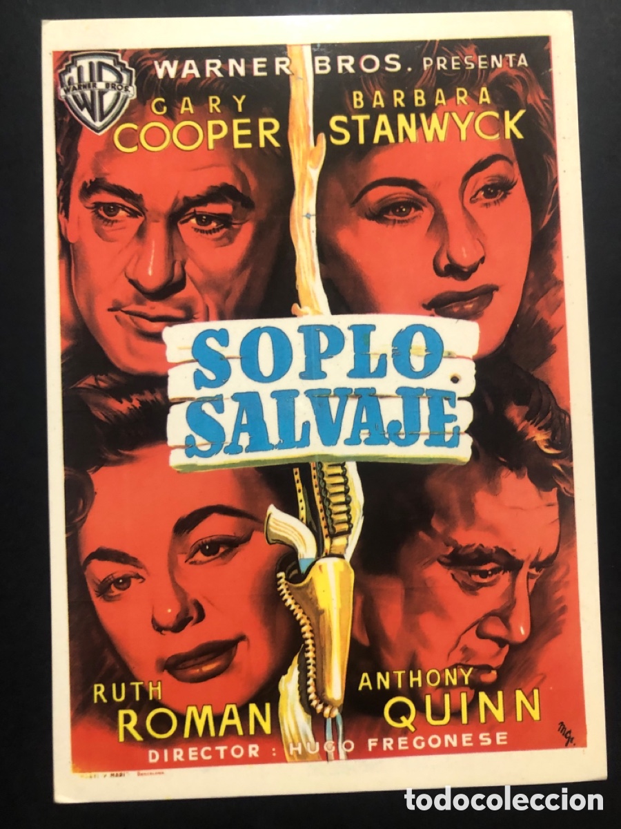 Cine: Tarjeta postal Gary Cooper barbara stanwyck soplo salvaje