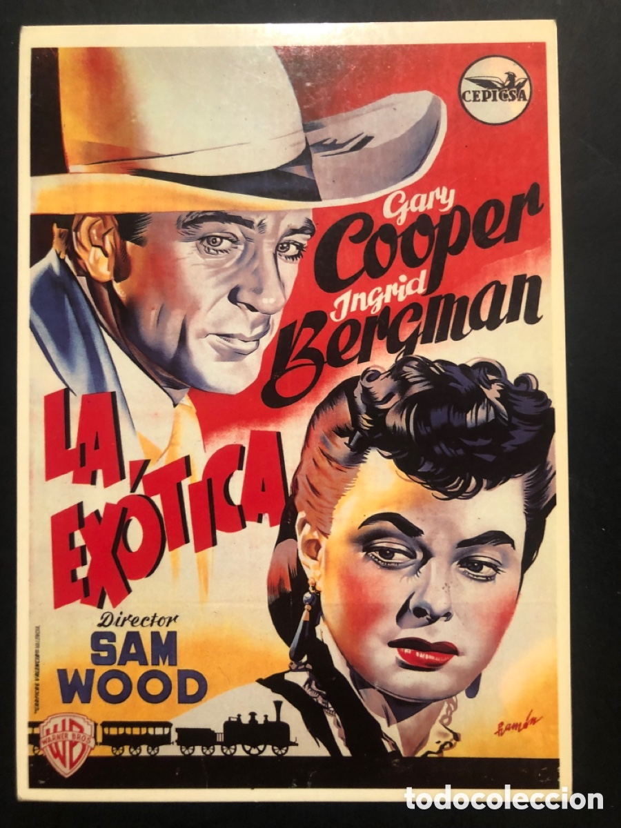 Cine: Tarjeta postal Gary Cooper ingrid bergman la ex&oacute;tica
