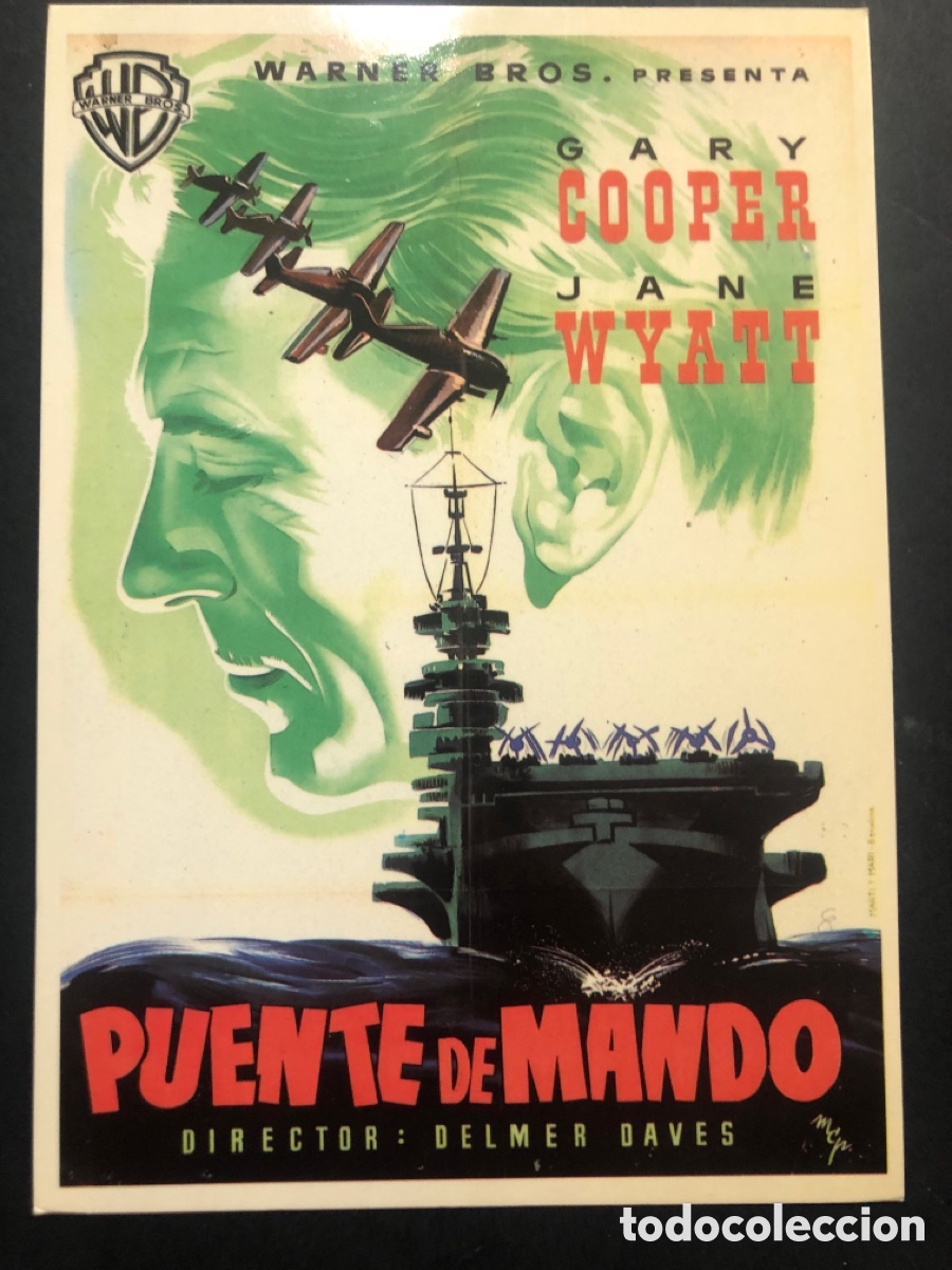 Cine: Tarjeta postal Gary Cooper puente de mando