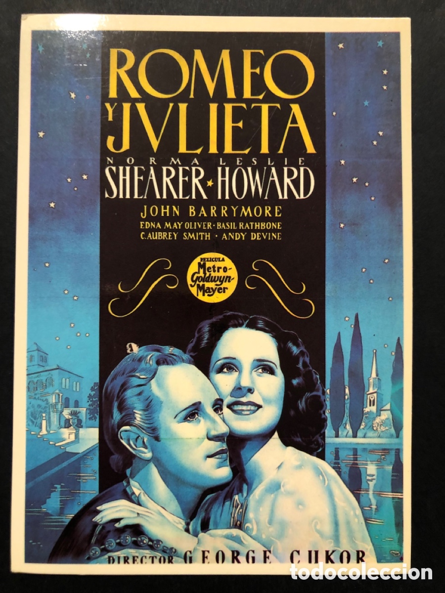 Cine: Tarjeta postal Romeo y Julieta norma Shearer leslie howard