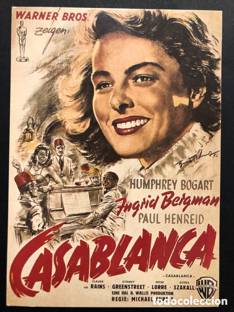 Cine: Tarjeta postal casablanca humphrey Bogart ingrid bergman